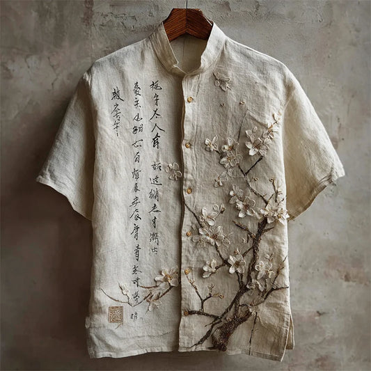 Origami Clothing's Sakura Blossom Calligraphy Japanese Designer Shirt