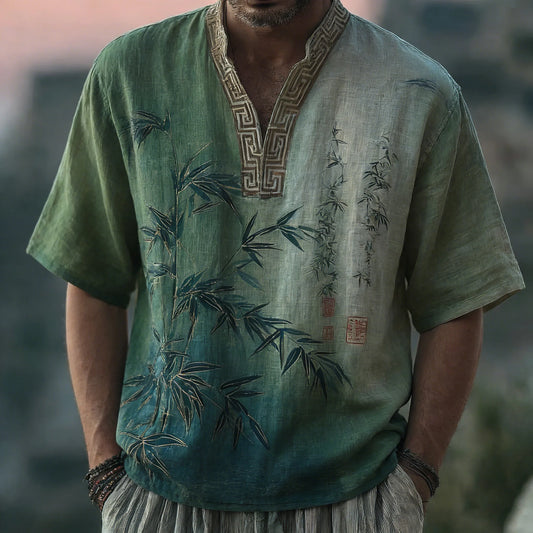 Origami Clothing's Bamboo Art Japanese Style Linen Shirt