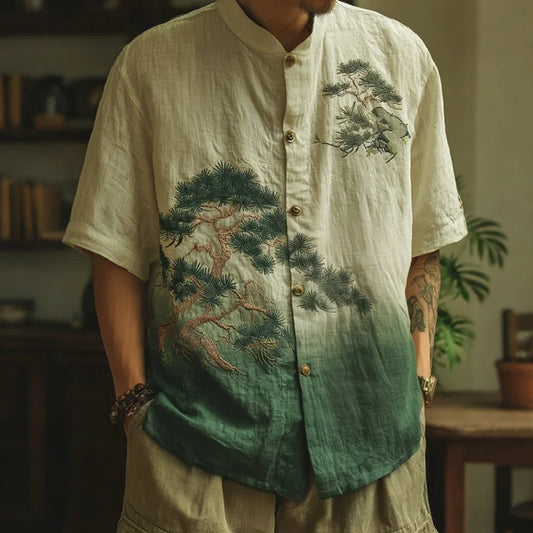 Origami Clothing's Pine Tree Japanese Style Linen Shirt