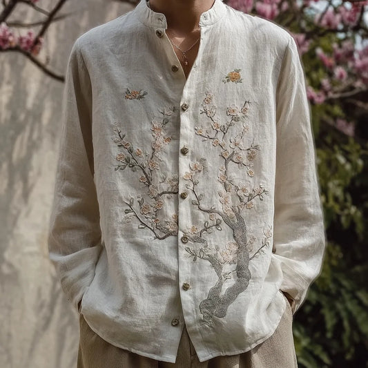 Origami Clothing's Sakura Tree Japanese Style Linen Shirt