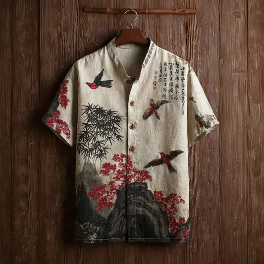 Origami Clothing's Crimson Sparrow & Bamboo Japanese Designer Shirt