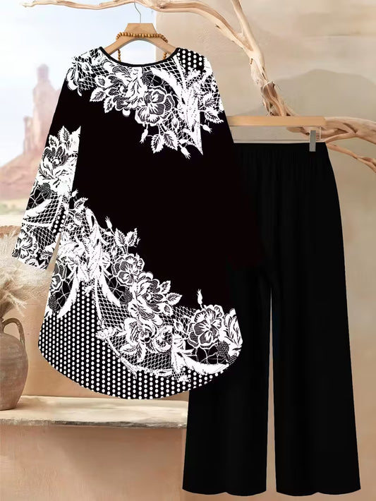 Origami Clothing Black Floral Printed Co-Ord Set for Women – Elegant Casual & Party Wear