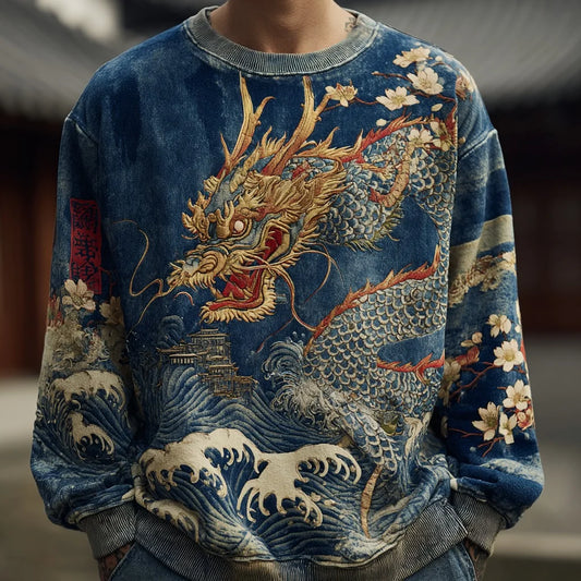 Origami Clothing's Imperial Dragon Wave Japanese Art Streetwear Sweatshirt