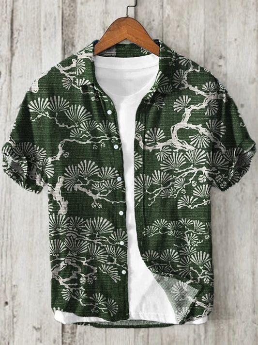 Origami Clothing's Pine Tree Printed Casual Shirt – Japanese Minimal Style Wear