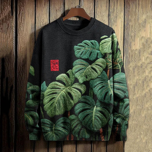 Origami Clothing's Emerald Monstera Leaf Artistic Sweatshirt