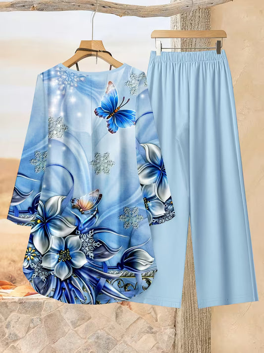 Origami Clothing Blue Printed Co-Ord Set for Women – Elegant Casual & Everyday Wear