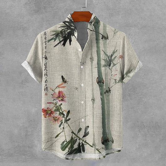 Origami Clothing's Bamboo Blossom Ink Art Designer Shirt