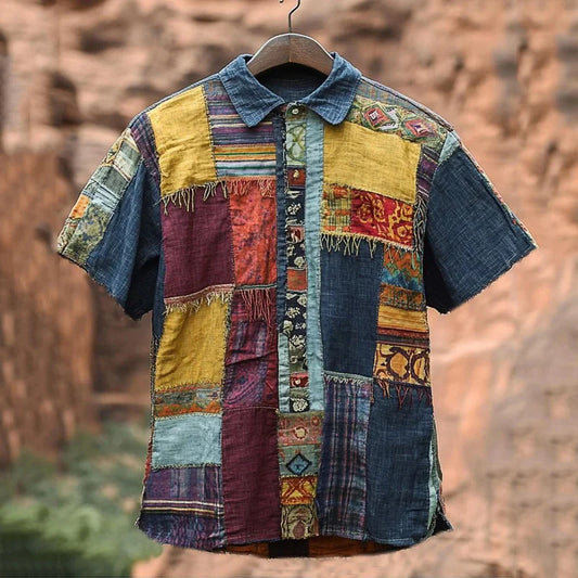 Origami Clothing's Rustic Artisan Patchwork Denim Designer Shirt