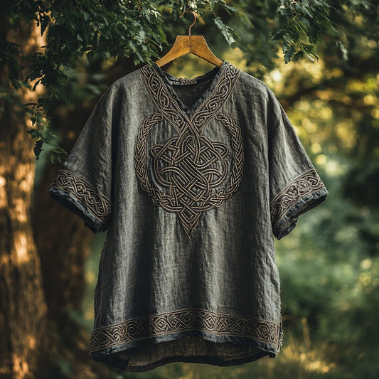 Origami Clothing's Celtic Knot Heritage Embroidered Linen Designer Shirt