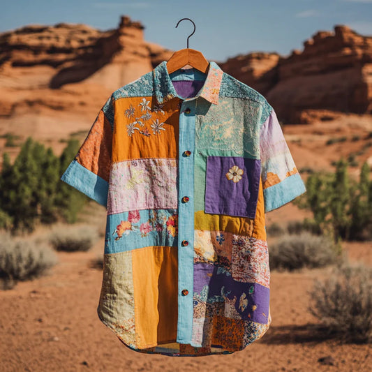 Origami Clothing's Colorblock Patchwork Boho Designer Shirt