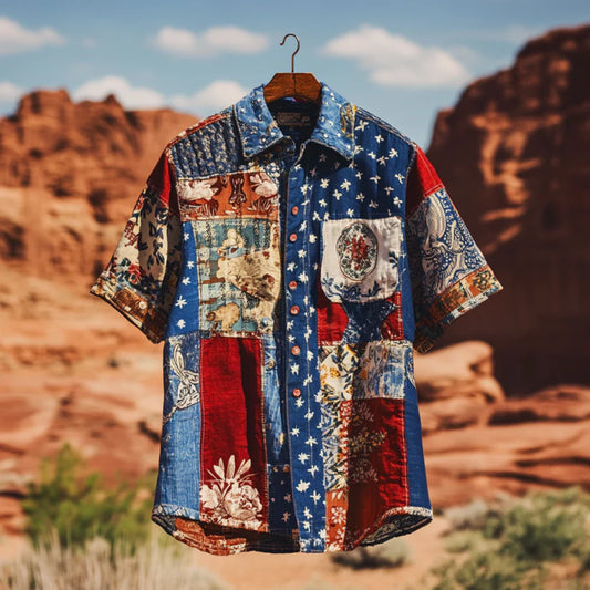 Origami Clothing's Vintage Americana Patchwork Designer Shirt